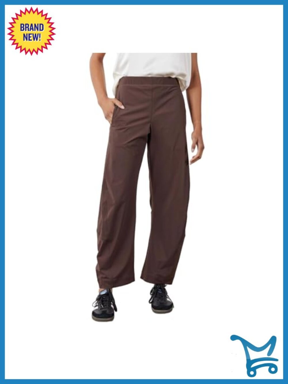 Nylon Spandex Barrel Pants High Waist Wide Leg Ankle Travel Work
